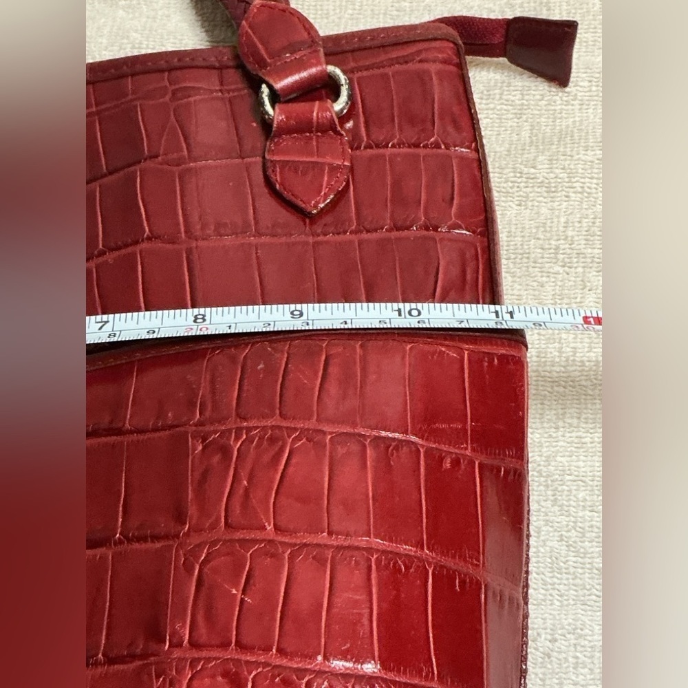 Vintage Brighton Red Leather Croc Print Bucket Purse Bag #541968 - Picture 9 of 11